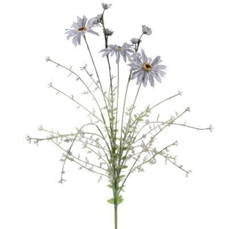 A realistic faux blue wild daisy artifical flowers. The artifical pick can be arranged into a pot or vase. made by the Londer designer Gisela Graham who designs really beautiful gifts for your home and garden. Would make an ideal gift. Would look good in any home and would suit any decor.